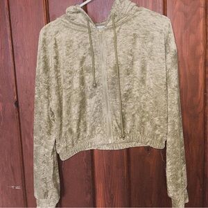 Cloud Chaser Tan Cream Cropped Relaxed Hoodie